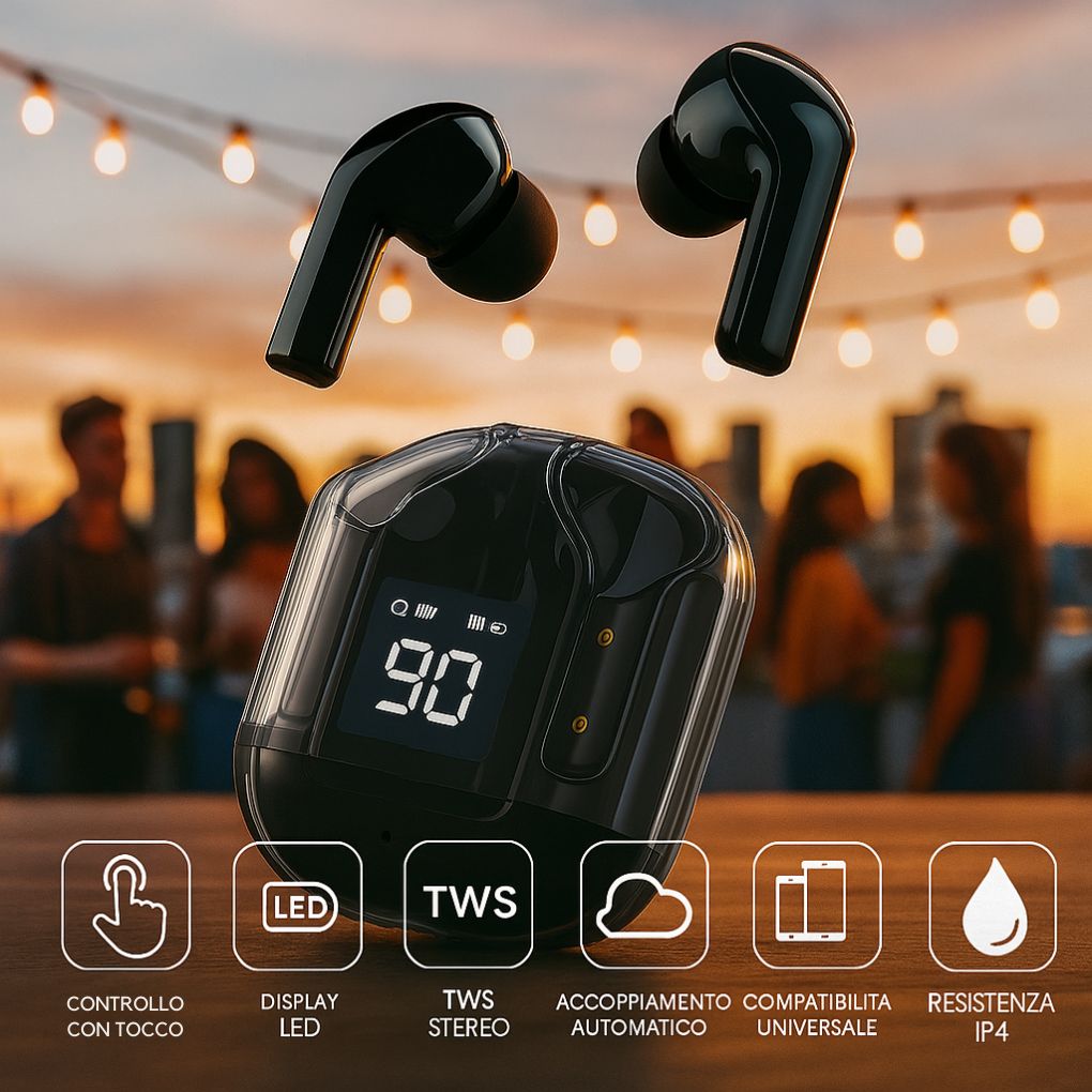 Auricolari TWS Neri - Vista 2