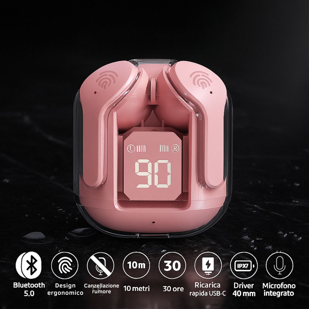 Auricolari TWS Rosa - Vista 2